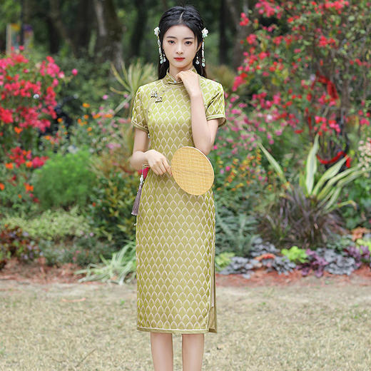 QY 旗袍民国风印花大码旗袍裙夏装 商品图2
