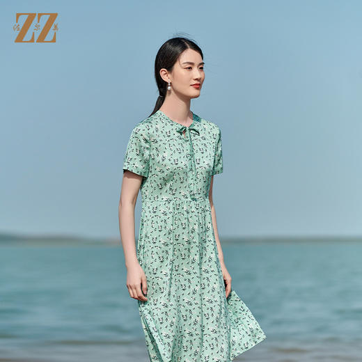 佐尔美夏季新款 桑蚕丝真丝小碎花连衣裙女E22LS25 商品图1