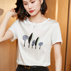 【缎面印花T恤】缎面+丝光棉拼接 柔软亲肤 透气清爽 时髦减龄 宽松不挑身材 商品缩略图1