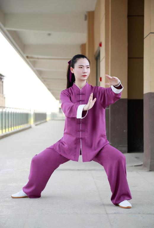 【男女款】紫色天麻明线精做太极服太极拳练功服表演服 商品图9
