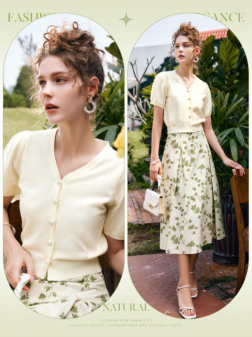 OLrain法式高级穿搭白色针织开衫女夏季2022新款法式V领短款上衣 商品图2