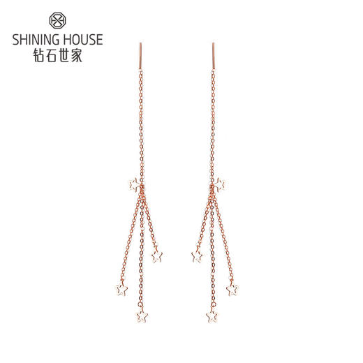 【时尚K金】钻石世家 星星18K素金耳线（约0.55±0.1克） 商品图0