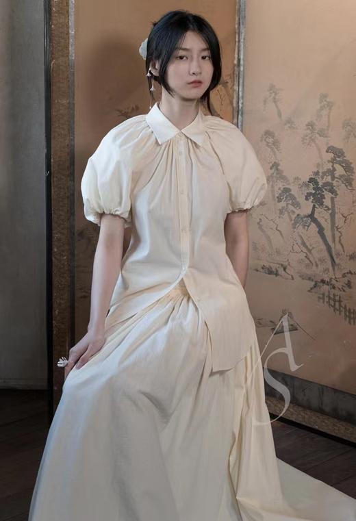 Ashlyn  米白色GINA抽褶半裙 商品图5