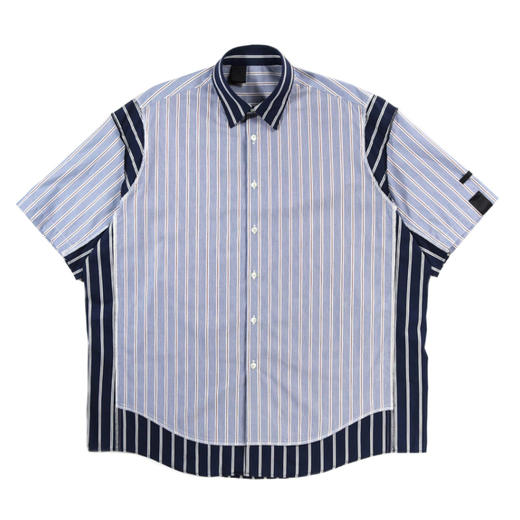 N.HOOLYWOOD HALF SLEEVE SHIRT 多种条纹拼接廓形短袖衬衫 商品图4