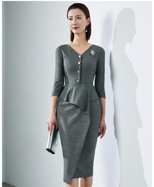 9183566颈袖添香季新款修身优雅气质名媛职场装女装OL包臀连衣裙女J9183566 商品图2