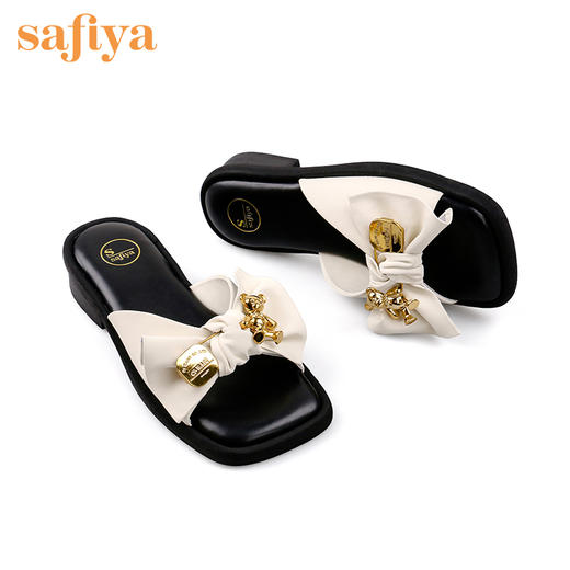 品牌定制| 索菲娅小熊蝴蝶结软弹棉花感拖鞋2022新款时尚方头凉拖SF22110403 商品图2