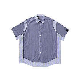 N.HOOLYWOOD HALF SLEEVE SHIRT 多种条纹拼接廓形短袖衬衫