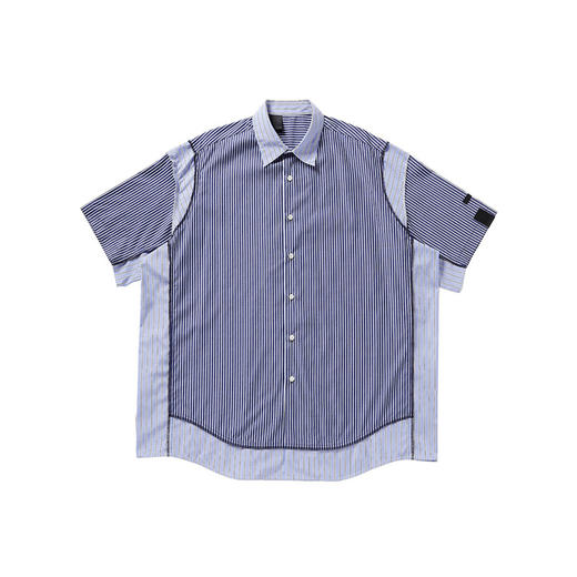 N.HOOLYWOOD HALF SLEEVE SHIRT 多种条纹拼接廓形短袖衬衫 商品图0