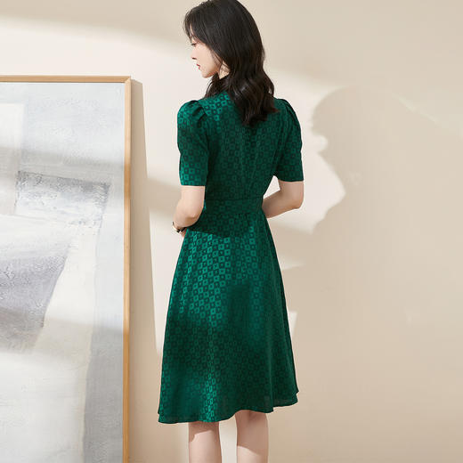 剩S/M 米思阳2025夏季新款知性优雅醋酸提花裙子修身显瘦格子连衣裙1806 商品图2