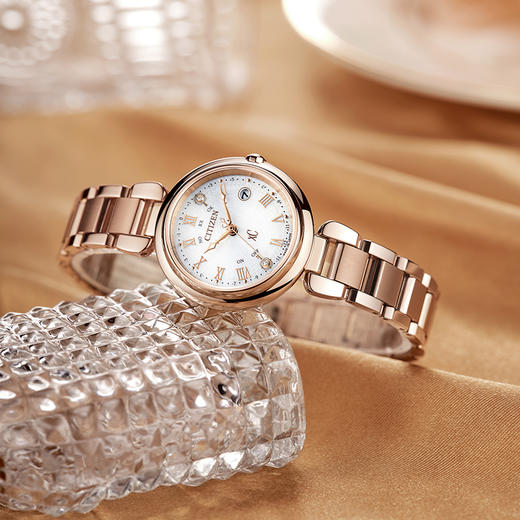 西铁城官方正品夏季新品玫瑰金色时尚光动能女表ES9464-52B 商品图6