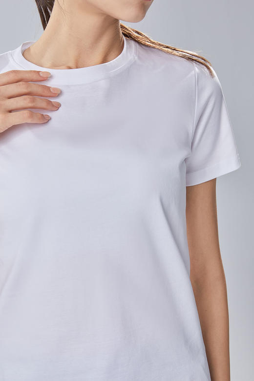 凉感丝光棉圆领女士短袖T恤 商品图4