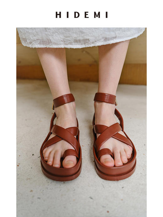 HIDEMI 度假系列厚底交叉极简设计感凉鞋 商品图0