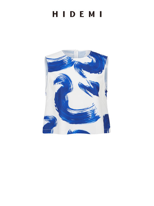 HIDEMI 度假系列自由之地蓝色手绘印花四件套 短衬衫/背心/半身裙/丝巾 商品图13