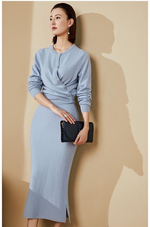 J203E4672颈袖添香品牌秋冬款女中长款羊绒毛衣长袖冬季羊毛针织衫 商品图1