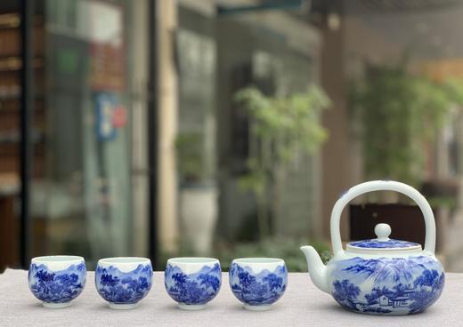 柴窑青花山水提梁壶杯套 商品图0