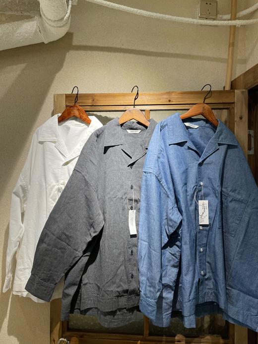 HARVESTY 牛仔蓝炭黑白色宽松衬衫 商品图11