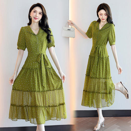 2022新款夏季减龄气质收腰裙中长款女装时尚连衣裙  HR-LJY-Z5125 商品图2