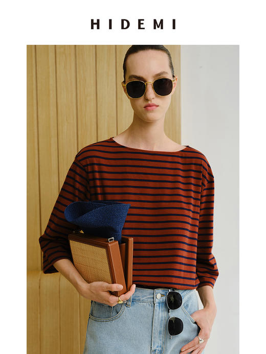 HIDEMI 度假系列拉菲草编织拼皮box豆腐包 商品图11