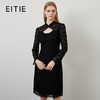 EITIE爱特爱秋季新款中式盘扣镂空修身小黑裙气质蕾丝连衣裙C2207022 商品缩略图0