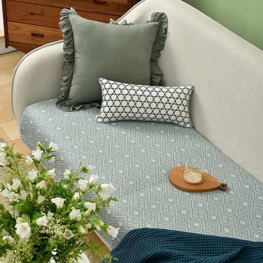 双色菱形格纹沙发巾美式风格沙发垫 商品图2