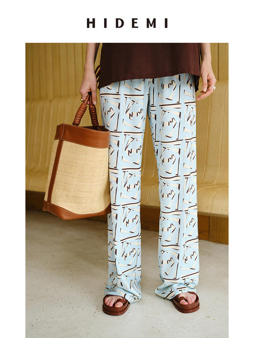 HIDEMI 度假系列拉菲草编织拼皮tote水桶包中号 黑色/棕色 商品图12