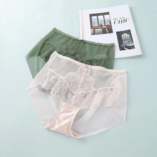 安莉芳性感通透蕾丝内裤女士纯棉底裆网纱薄款中腰三角裤E300502 商品图3