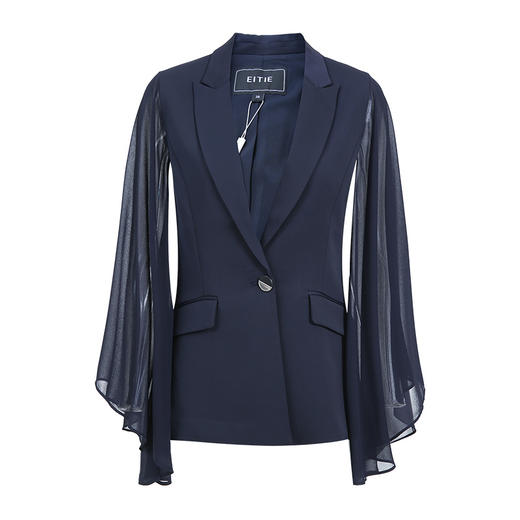 EITIE爱特爱V领纯色高贵修身优雅雪纺袖外套6603303 商品图5