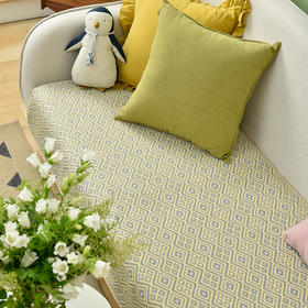 双色菱形格纹沙发巾美式风格沙发垫