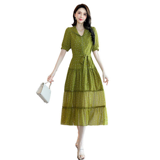 2022新款夏季减龄气质收腰裙中长款女装时尚连衣裙  HR-LJY-Z5125 商品图4