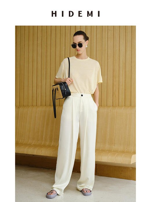 HIDEMI 度假系列浮雕水波纹设计感丝巾式廓形套装 上衣/长裤 商品图7