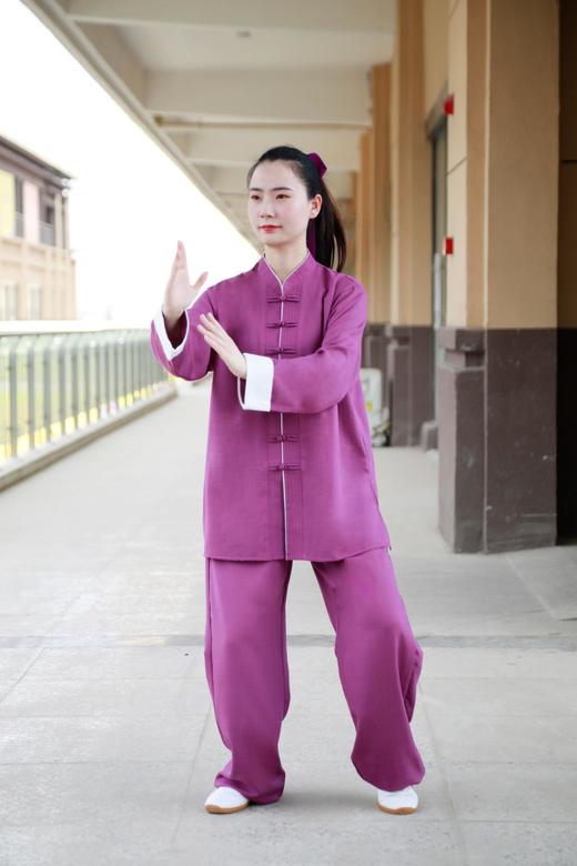 【男女款】紫色天麻明线精做太极服太极拳练功服表演服 商品图6