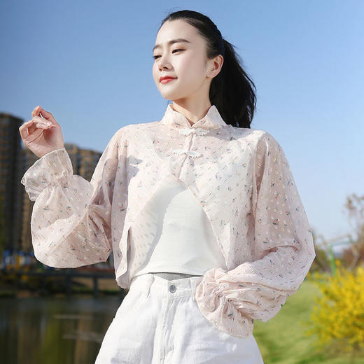 S5810 防晒衣女夏季新款短款长袖遮阳防晒服透气防紫外线薄款开车披肩 商品图4