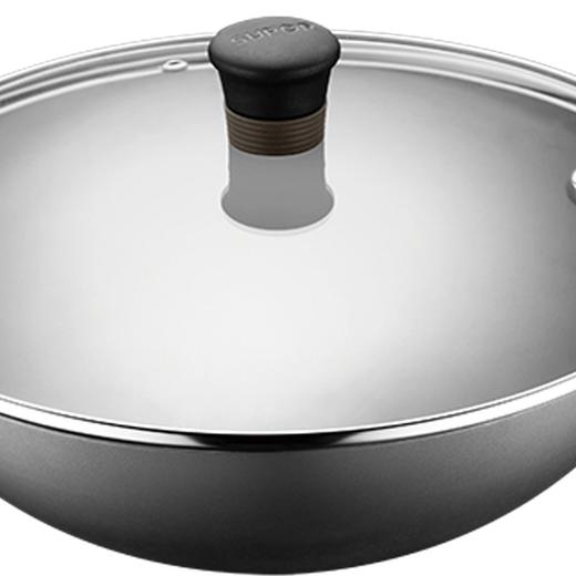 苏泊尔（509694）（SUPOR）炒锅 铁锅有钛真不锈燃气煤气炒菜锅家用无涂层 -32cm口径 钢化玻璃盖HC32A3 商品图2