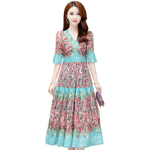 YWE-H2677夏季新款修身短袖气质优雅显瘦时尚碎花连衣裙 商品图4