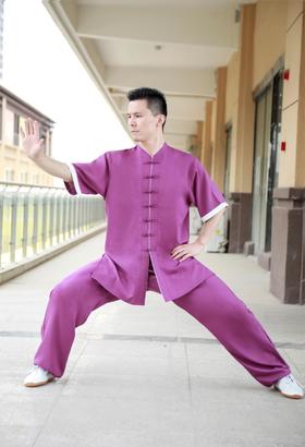 【男女款】紫色天麻明线精做太极服太极拳练功服表演服