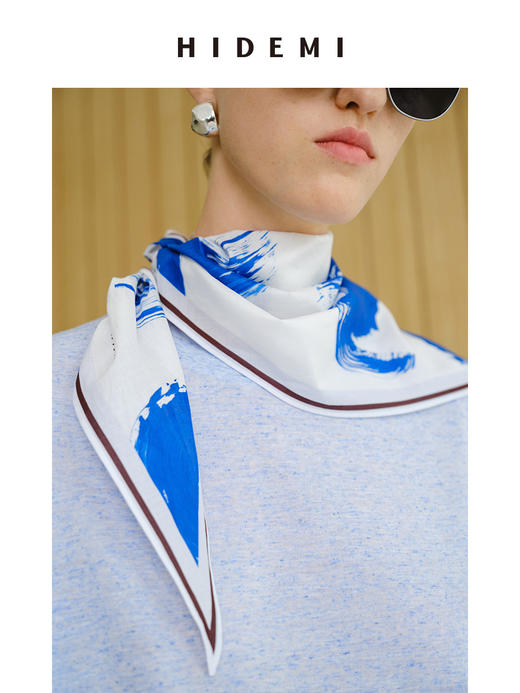 HIDEMI 度假系列自由之地蓝色手绘印花四件套 短衬衫/背心/半身裙/丝巾 商品图9