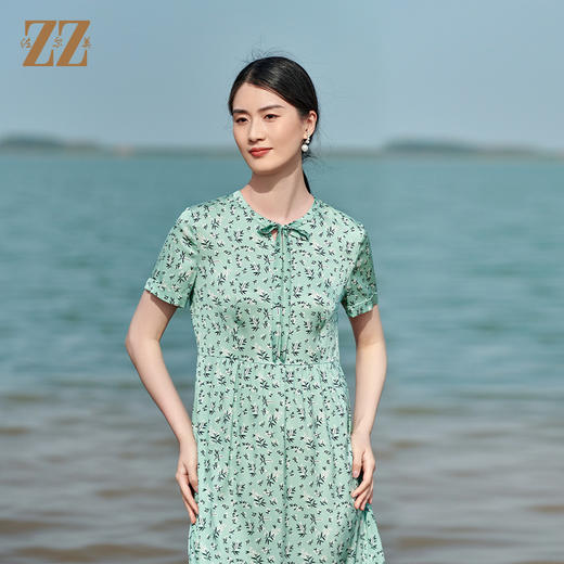 佐尔美夏季新款 桑蚕丝真丝小碎花连衣裙女E22LS25 商品图4