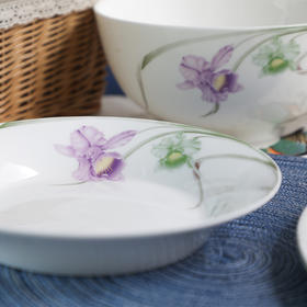 雷澳娜/REONE 骨瓷 兰花大汤碗沙拉碗面碗饭碗平盘菜盘家用碗碟组合自由搭配中式