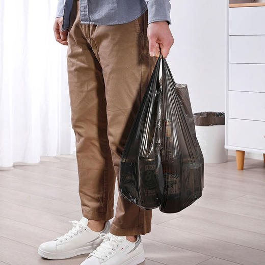 【批发】美丽雅垃圾袋家用手提式加厚大号黑色实惠装一次性厨房背心式袋子 商品图5