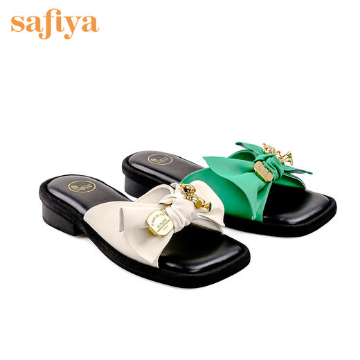 品牌定制| 索菲娅小熊蝴蝶结软弹棉花感拖鞋2022新款时尚方头凉拖SF22110403 商品图5