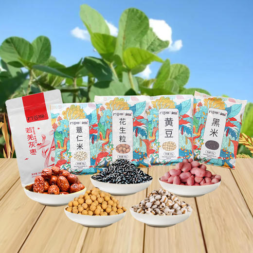 打谷塬 豆浆原料礼盒（精品若羌灰枣500g/袋 一级豆浆黄豆500g/袋 薏米500g/袋 一级花生米500g/袋） 商品图3