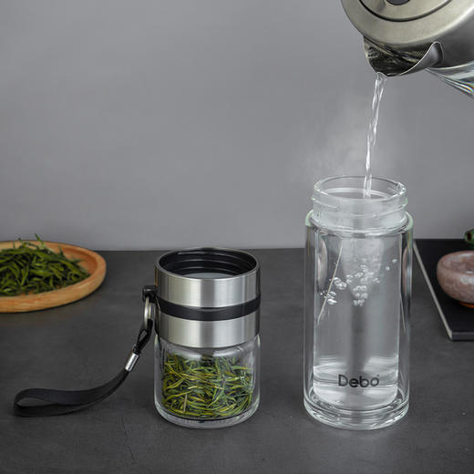 Debo德铂特尔斯高硼硅玻璃茶水分离杯旅游外出便携带透明茶杯 商品图1