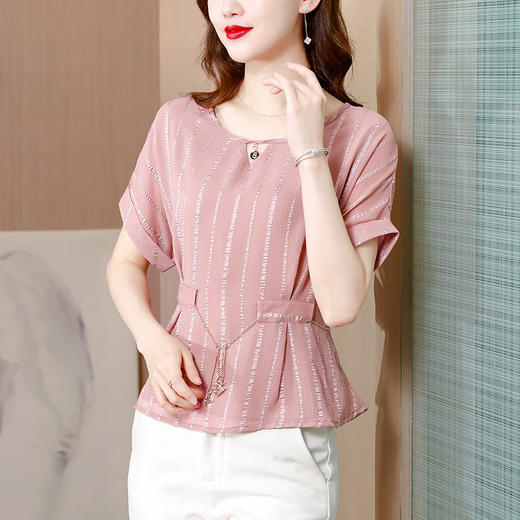 雪纺衫大码时尚宽松洋气条纹洋气小衫MZ802516 商品图0