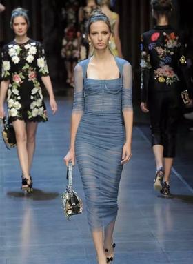 【投稿】喵娘精工@M16《清晨薄雾》雾霾蓝褶皱连衣裙