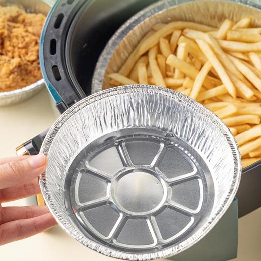 【10个】锡纸盘圆形/正方形    空气炸锅专用锡纸盘 食物家用烧烤托盘一次性烘焙耐高温铝箔盘 商品图1