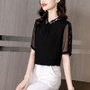 黑色短袖休闲宽松Polo领绣花上衣MZ802505 商品缩略图3