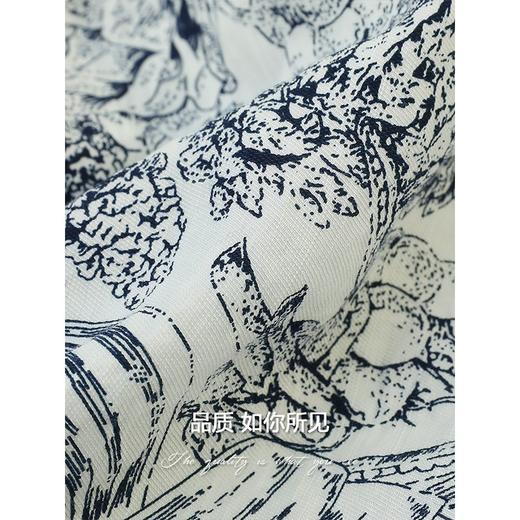 COCOBELLA艺术感素描印花时尚衬衫女优雅气质立领衬衣SR528 商品图4