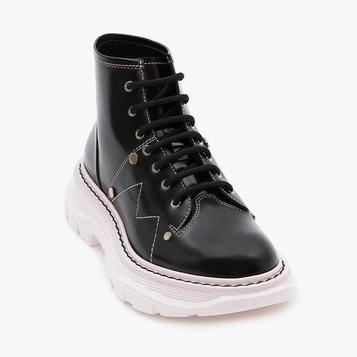ALEXANDER MCQUEEN 亚历山大麦昆 Tread系带高帮皮靴 女士休闲鞋 黑色 595469 WHZ81 1488 商品图1