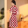 AYK-QF-220331鸿运喵针织拼接立领a字改良旗袍连衣裙夏季时尚精品短袖国风女装 商品缩略图3