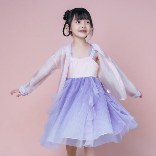 小嫒記春夏新款女童汉服国风中式时装周走秀款-丁香襦裙 商品图0